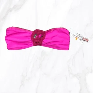 NWT Bikini Lab Women's Hot Pink Crochet Skull Strapless Bikini Top, Size S - Picture 1 of 4