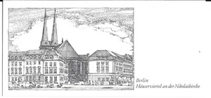 Lange Klappkarte Berlin-Mitte, Häuserviertel an der Nikolaikorche um 1987 - Bild 1 von 1