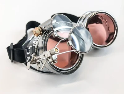 Steampunk Goggles Crazy GCG Burning man Cosplay Costume Mad Scientist 16X Red - Image 1 of 3