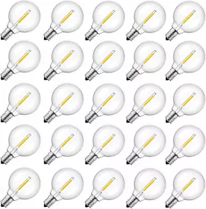 Brightown G40 Replacement LED Light Bulbs, 25 Pack Clear Globe Bulb Fits E12 C7 - Picture 1 of 8