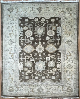 Intricate Indian - Vintage Oushak Design - Floral Oriental Rug - 8 x 10 ft. - Image 1 of 4