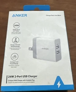 Anker 2-USB Port PowerPort 24W Wall Charger/Adapter - White - Picture 1 of 3