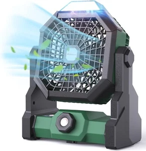 Rechargable Camping Fan with LED Lantern - 10400mAh (Green) Brand New in Box!! - Picture 1 of 9