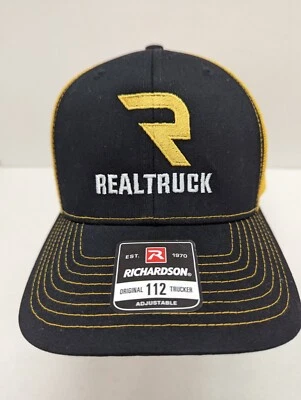 RealTruck Amarillo y Negro Logotipo Emb Para Hombres Malla Espalda Ajustable Snapback Gorra Sombrero Foto 1 de 4