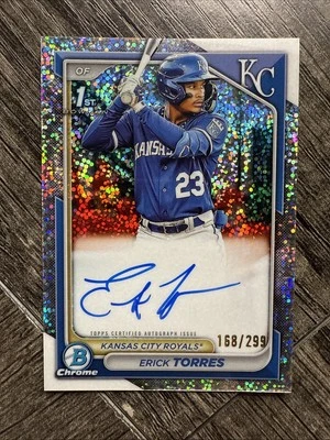 2024 Bowman Chrome Erick Torres Speckle Refractor 1st Prospect Auto #/299 - Image 1 of 2