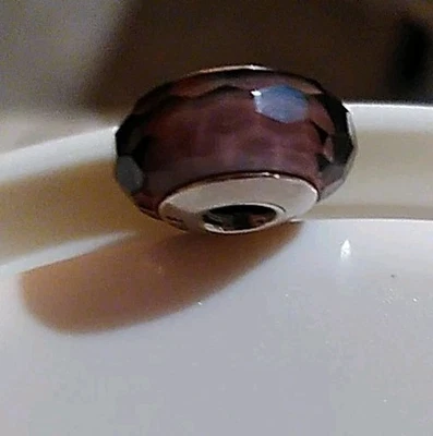 Pandora Murano Glas Charm "Lila Facetten" Sterling Silber Neu Rarität - Bild 1 von 3