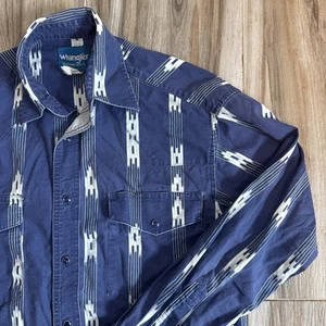 Vintage Wrangler Western Hemd Aztec Print Vibrant S Herren Blue Pearl Snap Cowboy - Bild 1 von 9