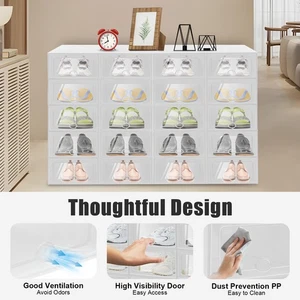 20x Schuhboxen Schuhbox Set 32.6*24*14cm Transparent Schuhbox Stapelbare Boxen - Bild 1 von 23
