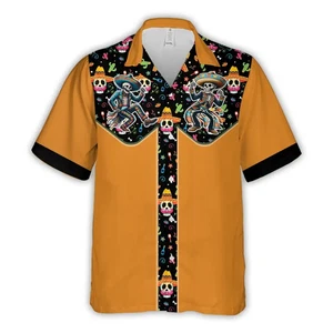 Cinco De Mayo Skull Hawaiian Shirt, Sugar Skull Dia de los Muertos - Picture 1 of 4