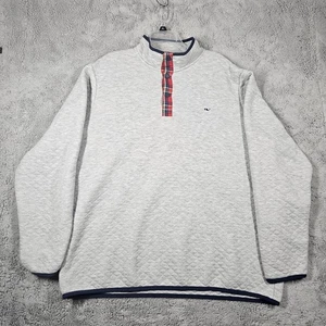 Vineyard Vines Herren XL Stepppullover - Grau Tartan 1/4 Druckknopf Pullover Golf - Bild 1 von 13
