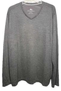 Tommy Bahama Men's XL Gray V-Neck Long Sleeve Shirt Polyester Blend - Picture 1 of 5