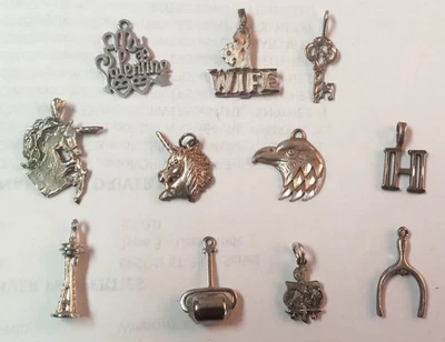 Lot of 10 different Vintage Sterling Silver Charms - Image 1 of 4