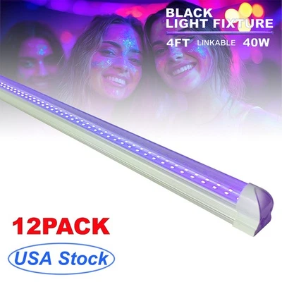 12PC DJ Party Club LED UV Black Light Bar Fixtures Ultraviolet Lamp with Plug - Image 1 of 4