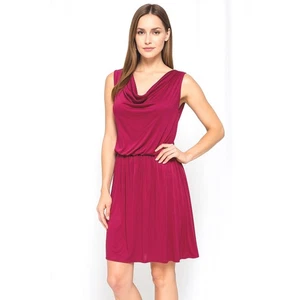 Express Drape Cowl Neck Sleeveless Ruched Waist Mini Dress Fuchsia S Glam 83-01 - Picture 1 of 16