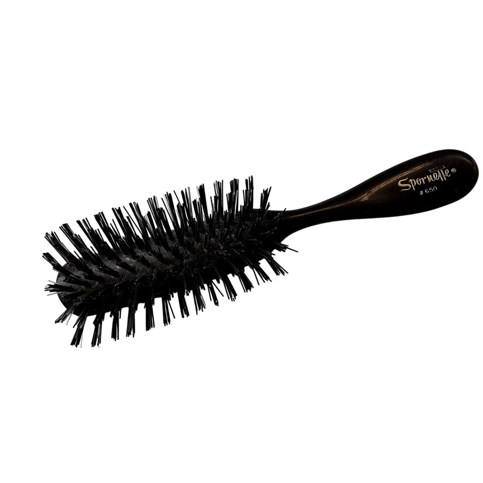 Vintage Spornette #650 Boar Bristle Hair Brush Black - Image 1 of 4