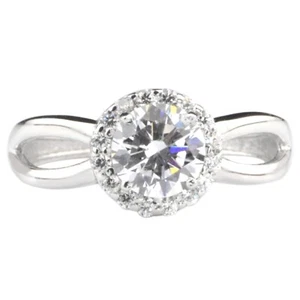 2.40Ct D/VVS1 Round Shape Solitaire With Accents Ring In 925 Sterling Silver - Picture 1 of 14