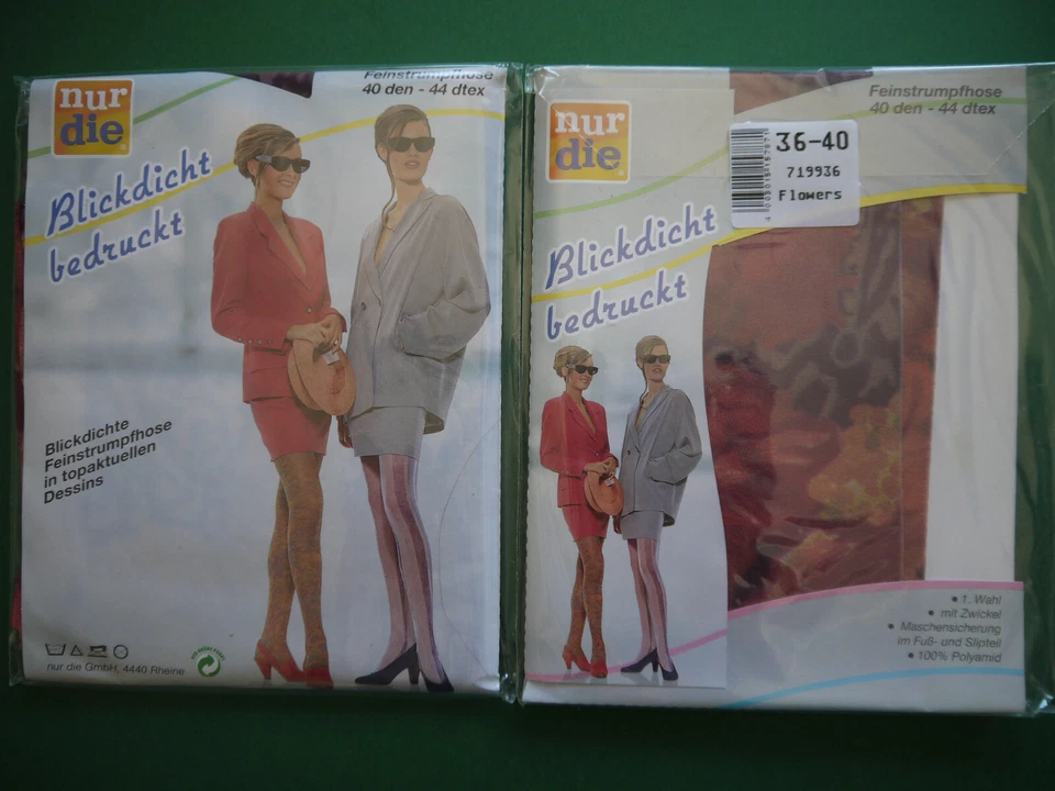 nur die Feinstrumpfhose 40den Flowers blickdicht bedruckt florales Muster bunt