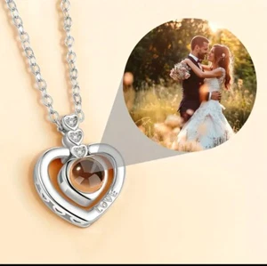 personalised photo projection Heart Shaped necklace-Elegant And A Perfect Gift! - Picture 1 of 5