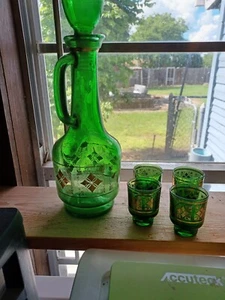 Vintage Italienische Venezia Glaskaraffe und 4 Gläser - Bild 1 von 1