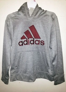 Adidas Boys Tech Fleece Hoodie Gray with Red Logo, US Size M - 10/12 - Picture 1 of 3
