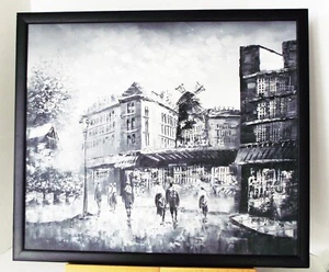 CAROLINE BURNETT MOULIN ROUGE OIL ON CANVAS PAINTING PARIS STREET SCENE - Imagen 1 de 12