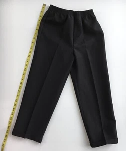 Kids Black Pants Size 7 Elastic Waist Polyester, Cuffed Ankle - Picture 1 of 7