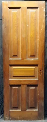 27"x79" Antique Vintage Old Salvaged SOLID Wood Wooden Interior Doors 5 Panels Cover