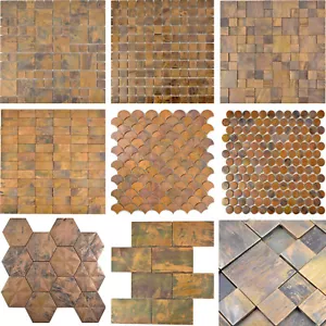 Metal Copper Mosaic Tiles Wall Design Wall Mosaic Fish Sheds 3D - Picture 1 of 9