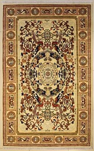 Rugstc 4.5x7 Senneh Chobi White Rug,Natural dye,Hand-Knotted,Pictorial Hunting, - Picture 1 of 5