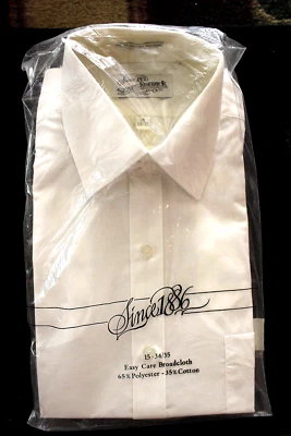 CAMISA DE VESTIR SEARS HOMBRE ANCHO TELA BLANCA, 15 X 34/35, Fácil Cuidado, Manga L, ¡NUEVA!! Foto 1 de 4