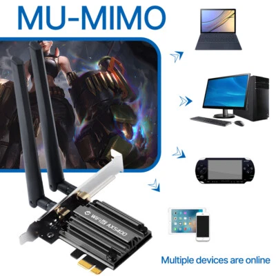 WiFi 6E PCIe Card MT7922 5400Mbps Tri-Band 6GHz/5GHz/2.4GHz BT5.3 for Desktop - Image 1 of 4