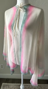 Chaqueta de Cama Vintage Floral Rosa Teal Evette Capa Capelet Lencería Gasa - Imagen 1 de 8