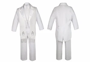 Baby Boy Teens Christening Baptism White Communion Suit Virgin Mary Stole S-20 - Picture 1 of 26