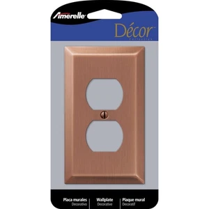 Amerelle 163DAC Stamped Steel 1-Gang Duplex 2-Outlet Wallplate 4.94 Hx2.88 W in. - Picture 1 of 1