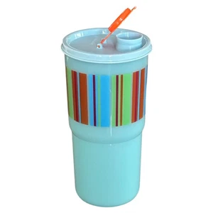 Tupperware ThirstQuake Mega Vaso 30 OZ Aqua Tapa Abatible Tapa de Viaje - Imagen 1 de 12