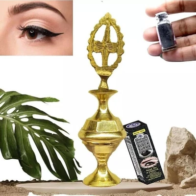 Moroccan Kohl Kajal Eyeliner Lead Free Surma Powder Black Color With Surmadani - Image 1 of 4