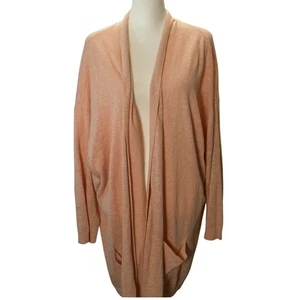 Eileen Fisher leichte rosa Strickjacke vorne offen Baumwolle Leinen Taschen 3X weich - Bild 1 von 5