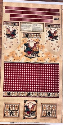 Debbie Mumm Christmas Gingerbread Santa Apron Fabric Panel & Oven Mitts material - Image 1 of 4