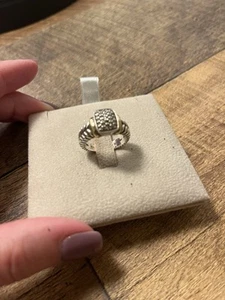 Effy Espresso Diamond Pave Band Ring Sterling Silver 18k Gold - Size 6 - Picture 1 of 8
