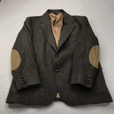 VINTAGE Pendleton Jacket Mens 48 Brown Tweed Wool Elbow Patch Blazer Sport Coat - Image 1 of 4
