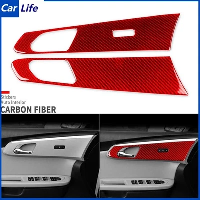 Cubierta de panel de puerta interior de fibra de carbono roja B para Chevrolet Traverse 2009-12 Foto 1 de 4