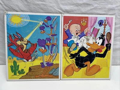 Rompecabezas Warner Road Runner vintage años 70, Willy Coyote, Daffey Duck, Elmer Fudd Foto 1 de 4
