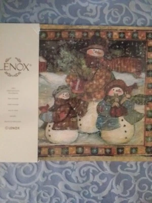 LENOX High Quality Hardboard Placemats Snowman Christmas Winter 16x12 Table Mats - Image 1 of 4