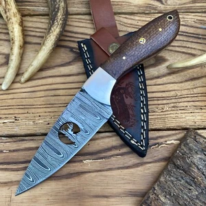 SHARD Custom Hand Forged Damascus Deer Cut Blade Skinner Hunting Knife W/Sheath - Picture 1 of 8