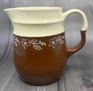 Brocca vintage universale ceramica Oxford gres fiore di neve brownie ware 6 in - Foto 1 di 10
