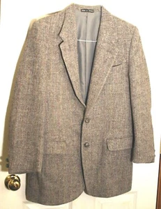 Britain Dunn & Co Harris Gray Mix Color VTG Tweed Herringbone Jacket Blazer 38 - Picture 1 of 12
