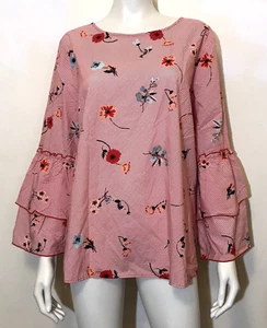 Loft Outlet Floral Spring Summer Layered Bell Sleeve Women Top Blouse Size XL - Picture 1 of 13