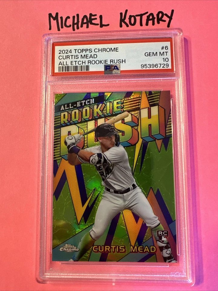 CURTIS MEAD 2024 TOPPS CHROME ALL ETCH ROOKIE RUSH PSA 10 Rays Rookie Cerr6 - Image 1 of 1