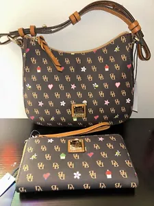 NWT Dooney & Bourse Gretta Novelty Small Kiley Hobo & NWT Wallet Set Brown Tmoro - Picture 1 of 15