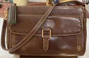 Dooney Bourke Chestnut Brown Florentine Vacchetta Leather Zip Clutch Handbag - Picture 1 of 16